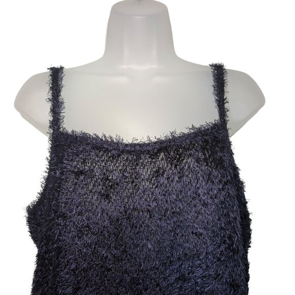 Inclán Studio Navy Fuzzy Semi-Sheer Mini Dress Sample Size L - Picture 6 of 7